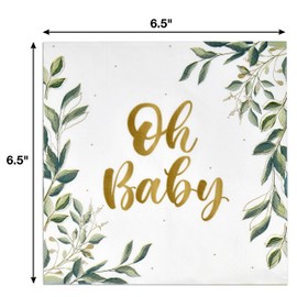 Gift Boutique 100 Pc Eucalyptus Leaf Oh Baby Napkins Greenery Baby Shower Party Supplies Sage Green Luncheon Napkin Disposable Paper Floral Tableware