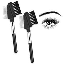 Small Eyelash Comb 2 Pack Metal Eyelash Separator Tool Eyebrow Brush Grooming Grooming Brushes Eyebrow Comb with Metal Teeth Eye Makeup Tool for Women