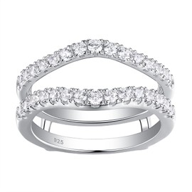Newshe Moissanite Wedding Band for Women Ring Enhancer for Engagement Rings Bridal 925 Sterling Silver Dainty Guard Rings Size 5-10 (6)