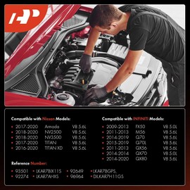 A-Premium Iridium Platinum Spark Plugs (Pack of 8) Compatible with Nissan TITAN 2017-2020, TITAN XD 2016-2020, Armada 2017-2020, NV2500 2018-2020, NV3500 & Infiniti QX80, M56, QX56