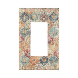 Boho Moroccan Trellis Cream Single Rocker Light Switch Cover 1 Gang Outlet Cover Decorative Gfci Electrical Wall Plate Dimmer Switchplate Faceplate for Farmhouse Bathroom Decora