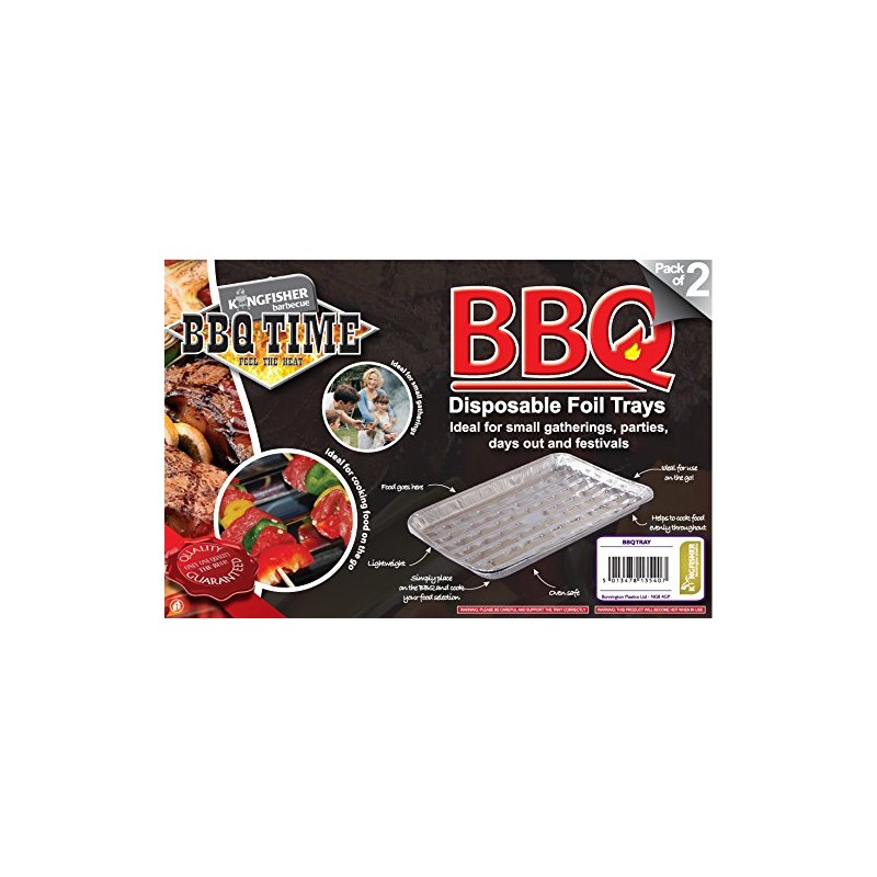 Kingfisher BBQTRAY Disposable BBQ Grill Foil Trays - Silver (Pack