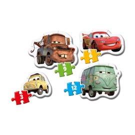 Clementoni 20804 Supercolor Cars – Puzzle 3 + 6 + 9 + 12 Teile ab 2 Jahren, buntes Kinderpuzzle mit besonderer Leuchtkraft & Farbintensität, Geschicklichkeitsspiel für Kinder