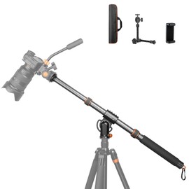 FreeSea 41"Carbon Fiber Tripod Extension arm with Retractable Extender Horizontal Center Column arm Tripod Side arm Extender 360°rotatable Swivel Base for Overhead Photography of Cameras/Mobile Phones