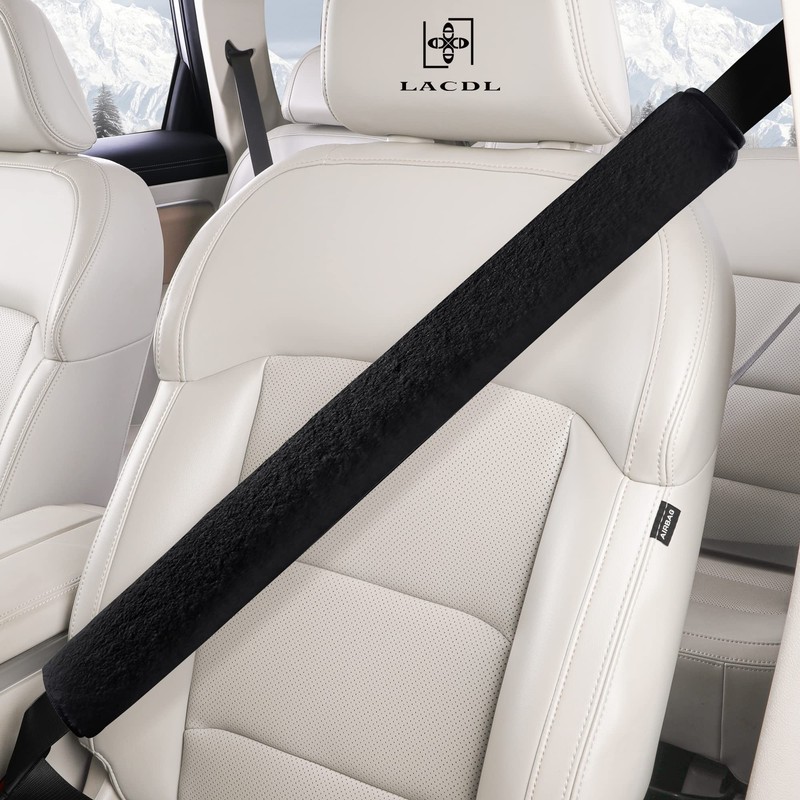 LACDL Extra Long Seatbelt Cover Super Soft Furry for Adults