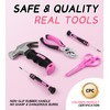 DIFFLIFE 25 Piece Pink Tool Sets Kids Real,Hand Tool Kit