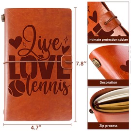 Tennis Gifts Leather Journal Notebook Tennis Gifts for Women, Gifts for Tennis Lover, Tennis Lover Gifts for Men Women Friends Coach Tennis Player
