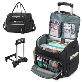 SUCIKORIO Teacher Rolling Laptop Bag 17.3 Inch 3 IN 1 Rolling Briefcase for Women Waterproof Teacher Tote Bag With Wheels Work Bags With Detachable Trolley for Office, College, Nurse, Black