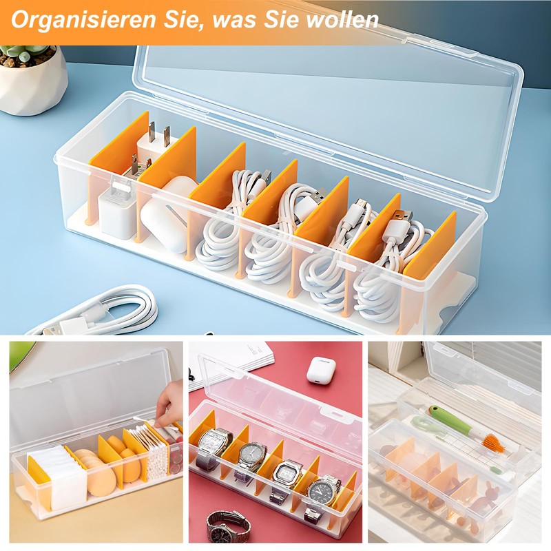 ZYNERY Pack of 2 Cable Storage Boxes, Cable Box, Plastic,