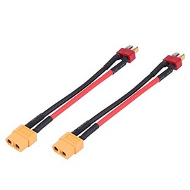 XT60 to T Plug Cable, 2Pcs 4Types XT60 to T Plug Adapter Connector Cables RC Accessory 14AWG 10cm(T Plug Male to XT60 Female)