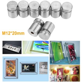 Pernos de Montaje Separador de Vidrio, KIMISS 20 Piezas M12*20mm Pasador de Fijación de Publicidad de Acero Inoxidable para Fijar y Soportar Carteles de Tiendas, Espejos y Estanterías de Exposición