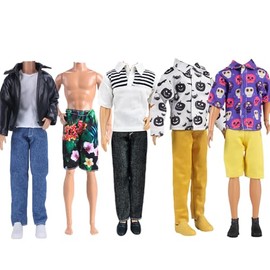 E-TING Fantastic Pack = 5 Sets Fashion Casual Wear Clothes Outfit for boy Doll (Leather Jacket + Casual Wear Clothes + Swimwear)
