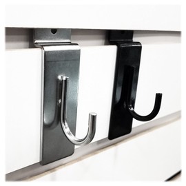 STORE FIXTURES DIRECT Black J-Hook, J Shaped Utility Hanger for Slatwall Displays & Slatgrid Panels - 25 Pack
