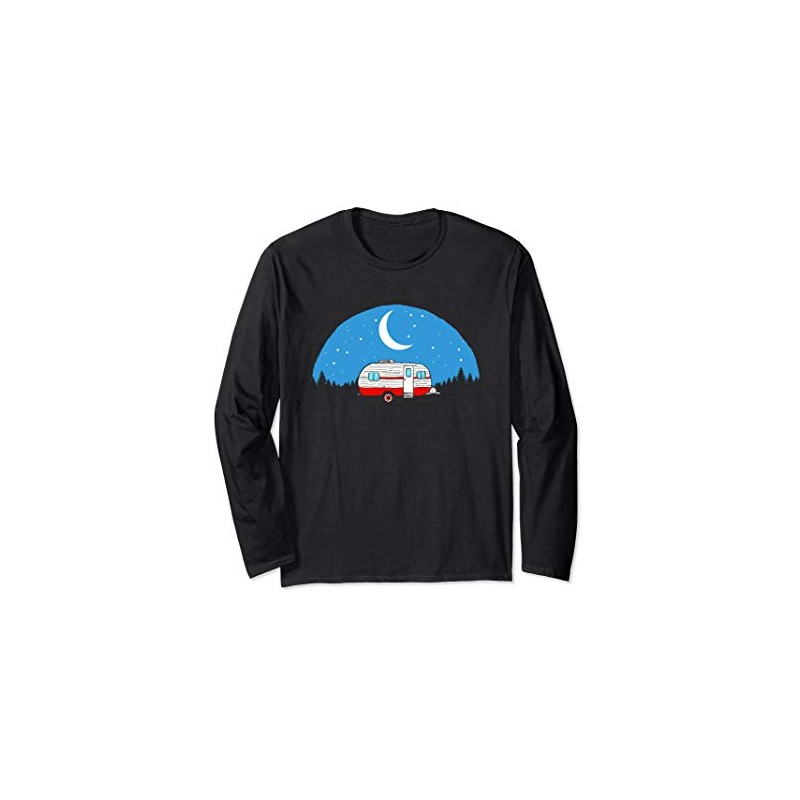Vintage Camper Under the Stars Retro Camping Long Sleeve Tee