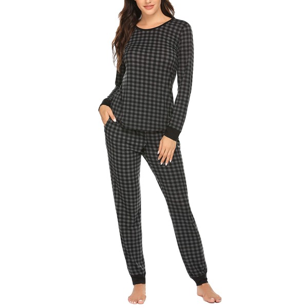 Ekouaer Womens Pajamas Sets Long Sleeve Tops with Jogger Pants