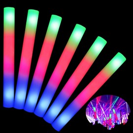 VEYLIN Foam Light UP Sticks,10 PCS LED Foam Sticks Light Up Foam Sticks with 3 Light Functions Glow in the Dark Party Bags Flashing Glow Sticks for Party