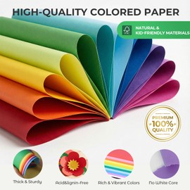 Koogel 60 Sheets Colored Craft Paper, 8.27" x 11.7" (A4 Size), 20 Assorted Colors, 120gsm/32lb Lightweight Cardstock for Kids Crafts, Origami, Printing & Holiday Decorations