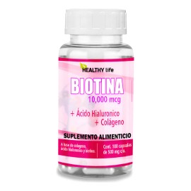 Biotina Healthy Life 100 Cpsulas Veganas Sin Sabor Para Cabello Piel Y Uas