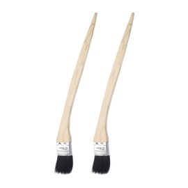 uxcell 2pcs Bent Radiator Paint Brush 1" Width Curved Wall Paint Soft Bristle Brushes with Long Wood Handle for Painting DIY Wall Treatment