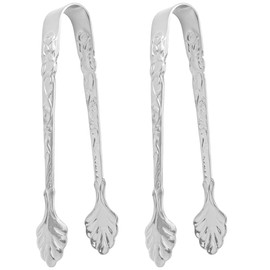 DOERDO 2Pcs Serving Tongs, Stainless Steel Ice Cube Tongs Decorative Sugar Cubes Tongs Home Kitchen, Silver