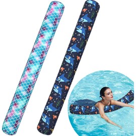 Paquete de 2 flotadores inflables de fideos para piscina, fideos de natación grandes de 54 pulgadas para flotar, juguetes de fideos de natación cubiertos de tela suave para adultos, accesorios de