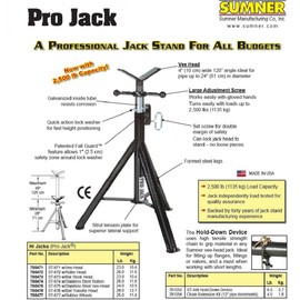 Sumner 780471 ST-871 Hi Pro Jack with Vee Head, 28" to 49" Adjustable Height, 2500 lb. Capacity