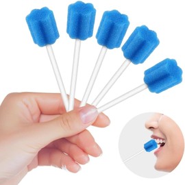 Disposable Oral Swabs, 80 Pack Dental Swabs Disposable Mouth Swabs Sponge, Blue Mouth Swabs Sponge for Elderly, Mouth Care Sponge Tooth Cleaning Sponge, Unflavored Sterile for Mouth & Gum Cleaning