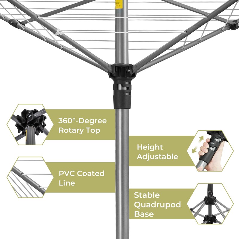 STORAGEIDEAS Umbrella Clothesline Outdoor Heavy Duty, Retractable Rotary Drying Rack