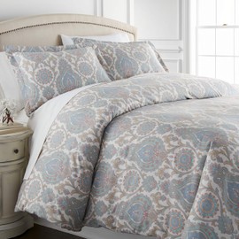 Southshore Fine Living, Inc. Boho Paisley Collection - Premium Quality, Down-Alternative, Hypo-Allergenic, Over-Sized 3-Piece Comforter Set, King/California King, Aqua