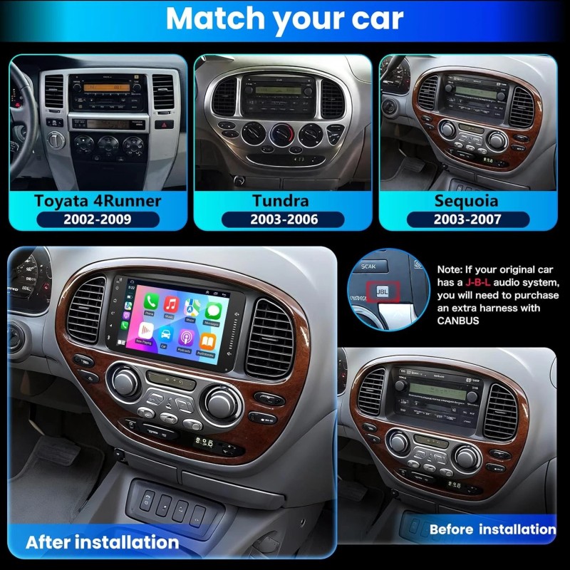 For 2008-2013 Toyota Highlander 7" Android 13 Carplay Car Stereo