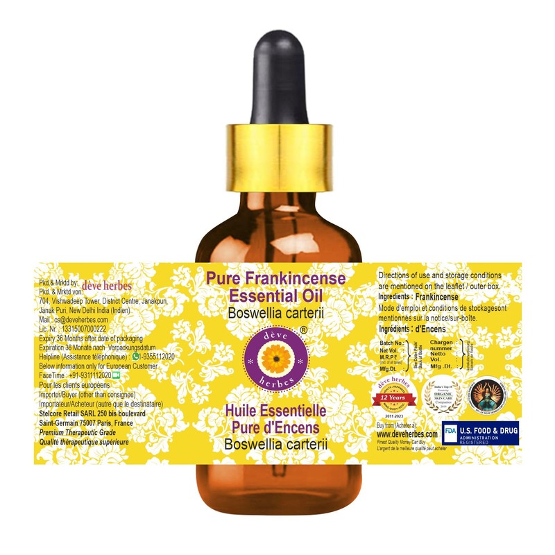 Deve Herbes Pure Frankincense Essential Oil (Alpha Thujene 70%) Boswellia