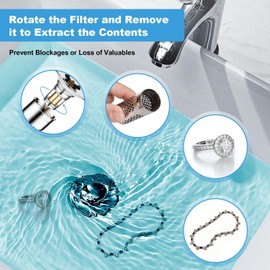 1 Piece Sink Plug Pop Up Drain Valve. Suitable Drain Plug Sink 28-37 mm, Stainless Steel Floor Drain Strainer, Universal Pop Up Drain Plug Sink, Drain Strainer Sink with Hair Strainer