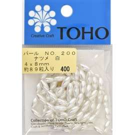 TOHO No. 200 Jujube Pearl, Approx. 0.2 x 0.3 inches (4 x 8 mm), White, Approximately 89 Pieces