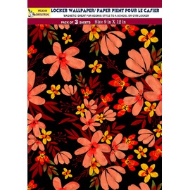 PELICAN INDUSTRIAL Wallpaper - Magnetic School Locker Wallpaper (Full Sheet Magnetic) - Flowers - Pack of 3 Sheets - vr23
