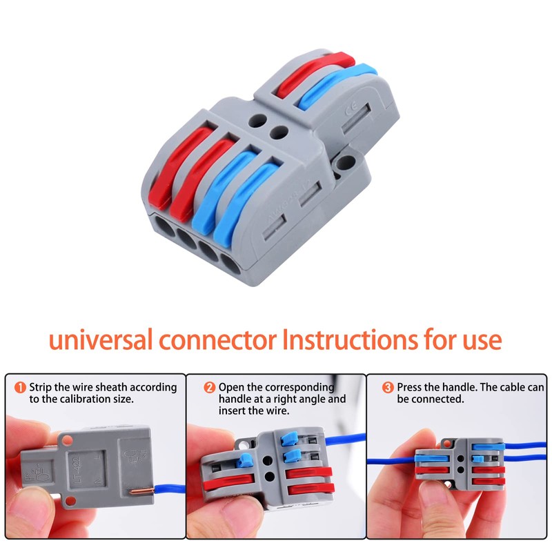 NineLeaf 10PCS Wire Connectors, 2 in 4 Out Lever Wire