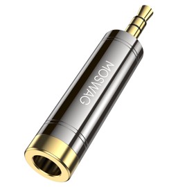 MOSWAG 3.5mm to 6.35mm Adapter, 3.5mm TRS 1/8 inch Audio Male to 6.35mm 1/4 inch Female Mic Plug Adapter Jack Converter for amplifiers, Mixing Console, Home Theater Devices, Electric Guitar -1Pack