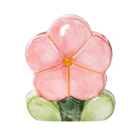ZHU YU CHUN 1 PC Flower Makeup Storage Box Ceramic Blossom Five Petals Pen Holder Pen Holder Desktop Storage Box (Pink)