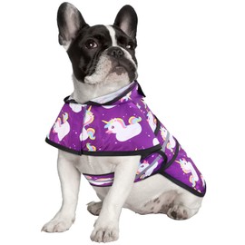 HDE Dog Raincoat Hooded Slicker Poncho for Small to X-Large Dogs and Puppies Purple Unicorn Ducks - S