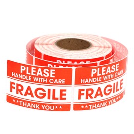 Fragile Stickers for Packing Boxes, 500 Fragile Labels, 2'' x 3'' Handle with Care Stickers, Red Warning Label for Shipping