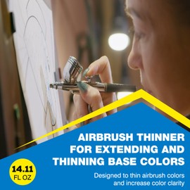 Premium Airbrush Thinner - 14.11oz Water-Based Acrylic Paint Thinner - for Acrylic Paint - Latex Paint Thinner for Smooth, Consistent Finish - Improve Color Flow