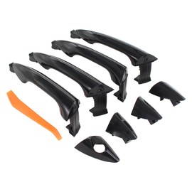 MOTOKU Black Front Rear Exterior Door Handle Kit for Hyundai Elantra 2011-2016 Outer Left Driver and Right Passenger Side