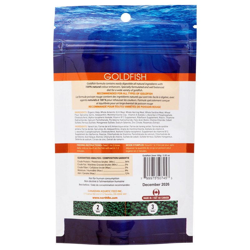 Northfin Food Goldfish Formula, 2 mm Pellet, 100 g
