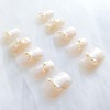 [GLORS] Luxury Pearl Press-on Nails, Medium Ballerina Shape, Gold Accented
