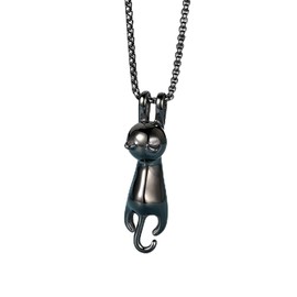 NanMuc Cute Black Cat Pendant Necklace for Women Pet Cat Jewelry