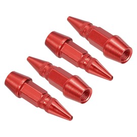 PATIKIL Spiked Shape Tire Valve Stem Caps 45 MM, 4 Pcs Aluminum Alloy Car Wheel Valve Cap Universal Dustproof Tire Valve Covers for Car Bike Motorcycle Truck, Red