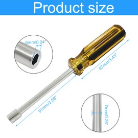 Biaungdo 6mm Socket Wrench Screwdriver, Hex Socket Wrench High-Carbon Steel Hexagon Nut Driver Non-Magnetic Tip Hex Nut Screwdriver Hand Tool for Repairs(Plastic Handle)