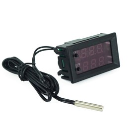 Temperature Controller -50 to 110 Celsius (-58 to 230 F) DC 12V Programmable Heating/Cooling Thermostat Control Switch Module NTC Waterproof Sensor Probe Dual Color LED Display Monitor