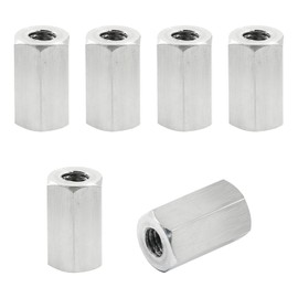 Unlorspy 6Pcs M4 x 0.7-Pitch 12mm Length Metric Hex Coupling Nuts 304 Stainless Steel Polishing Rod Coupling Nuts for Home Garage Repairs (7mm Hex Width)