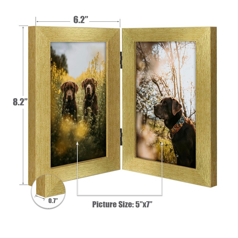 Frametory, 5x7 Double Picture Frame Hinged 2 Photos Frame Collage,