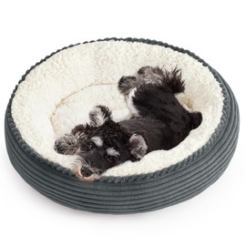 Love's cabin Round Donut Cat and Dog Cushion Bed, 25in Pet Bed for Small or Medium Dogs, Anti-Slip & Water-Resistant Bottom, Soft Durable Fabric Pet Beds, Washable Calming Cat Bed BluishGrey Stripe